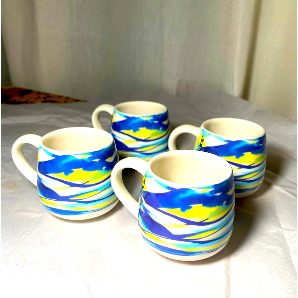 Starbucks Espresso Demitasse Cup BlueYellow Watercolor Coffee Mug (1) 3 oz Cup - Picture 2 of 4